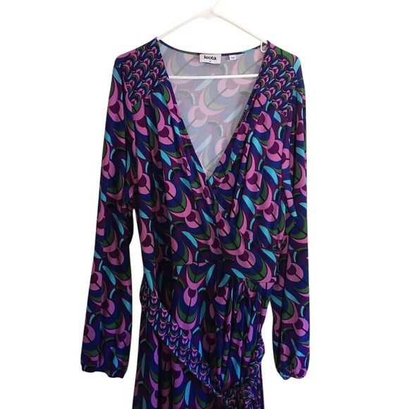 Leota Dress Women's Size 1X Purple Multicolor Geometric Pattern Long Sleeve - Picture 5 of 9